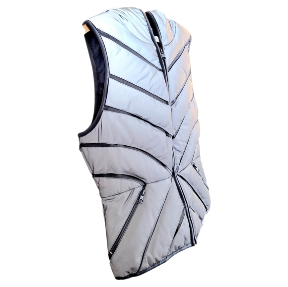 BLANC NOIR Reflective Mesh Inset Puffer Vest Running Jogging Athletic Medium - Picture 5 of 12